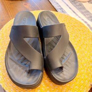 CROCS Black Crisscross Platform Slide Sandals